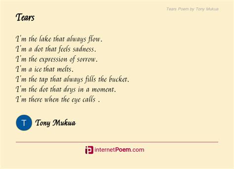 Tears Poem by Tony Mukua