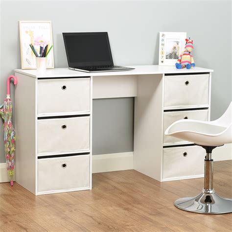 Hartleys Kids Bedroom/Playroom 6 Drawer White Writing Desk w/ Storage ...