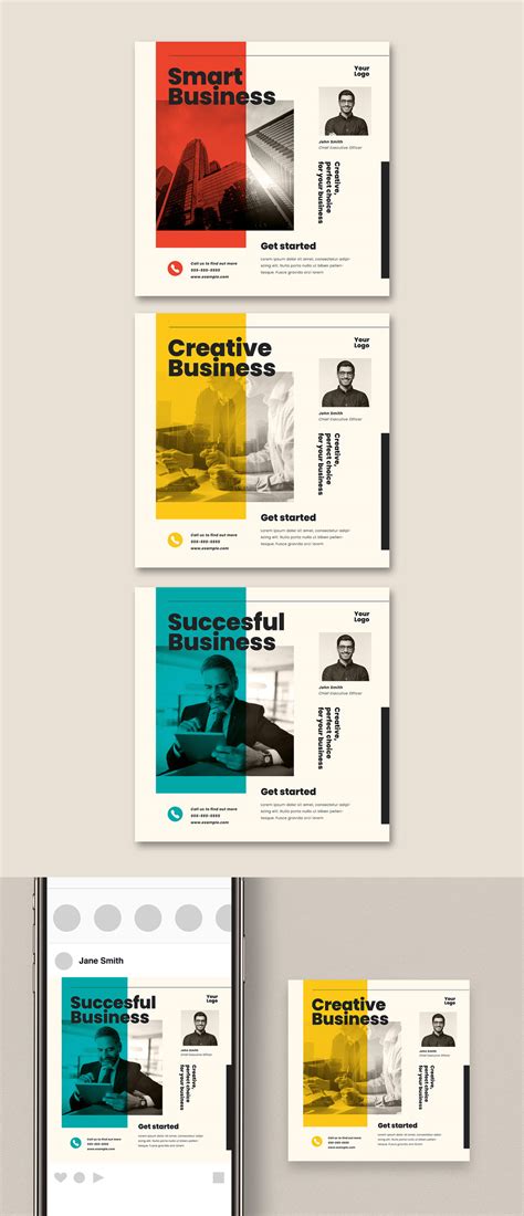 Business Instagram Post Templates for Adobe Illustrator