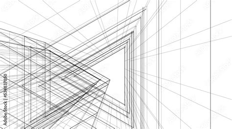 Linear architectural drawing vector illustration Stock Vector | Adobe Stock