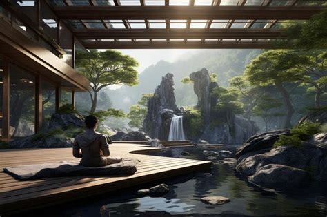 Premium AI Image | Concept of relaxation in meditation retreats amidst ...