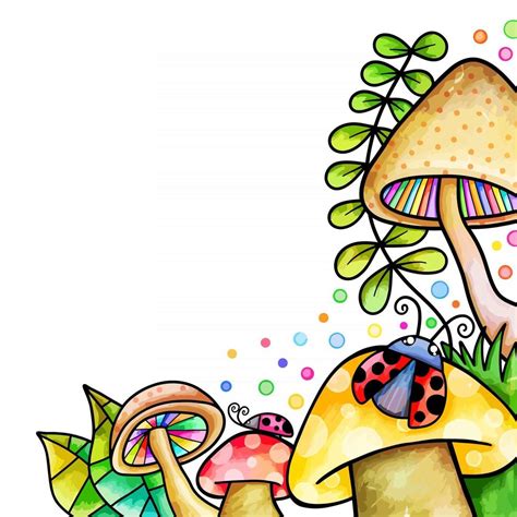 Watercolor Spring Mushroom Garden Border 2851824 Vector Art at Vecteezy