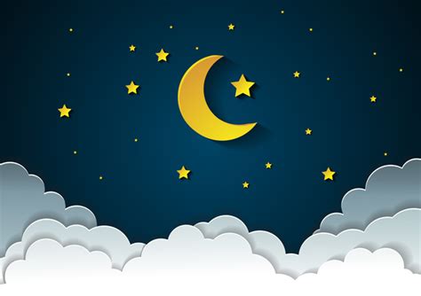 Moon with stars and cloud in nightime cartoon vector free download