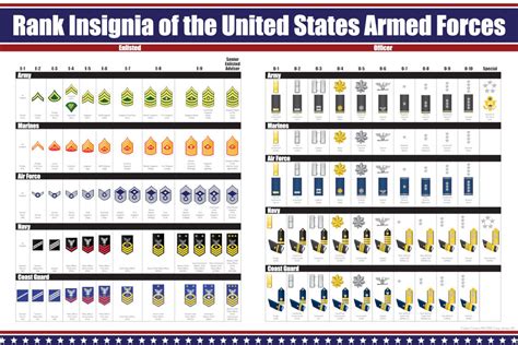 US Military Ranks Poster, United States Enlisted and Officer Insignia Poster Art | eBay