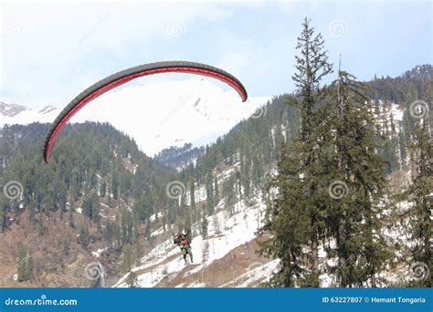 Paragliding At Solang Valley, Manali Himachal Pradesh, (India) Editorial Image | CartoonDealer ...