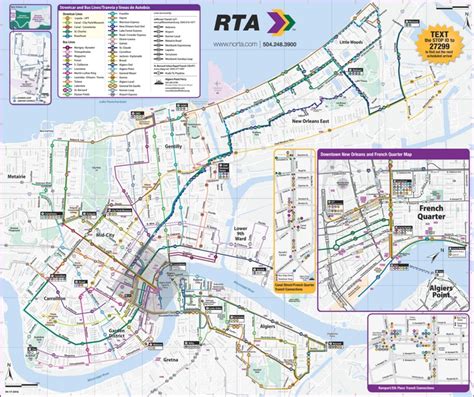 New Orleans RTA public transport map - Ontheworldmap.com