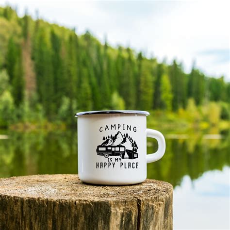 Coffee Cup Camping Mug 12 Oz Enamel White Featuring - Etsy