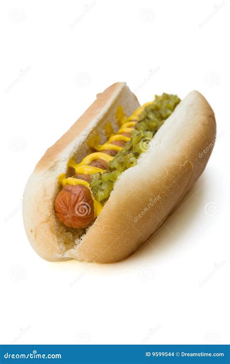 Hot Dog with Relish and Mustard Stock Photo - Image of relish, weiner: 9599544