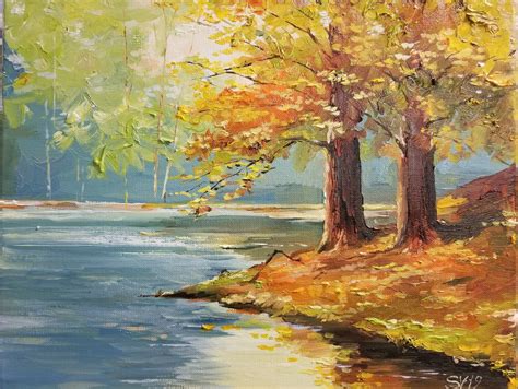 Fall Trees Original Oil Painting Landscape