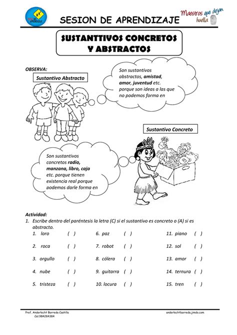 Ficha De Sustantivos Concretos Y Abstractos Sustantivos Concretos Y | Porn Sex Picture