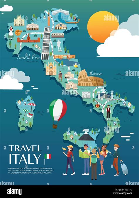 Map Of Italy Attractions Vector And Illustration Stock Vector Image ...