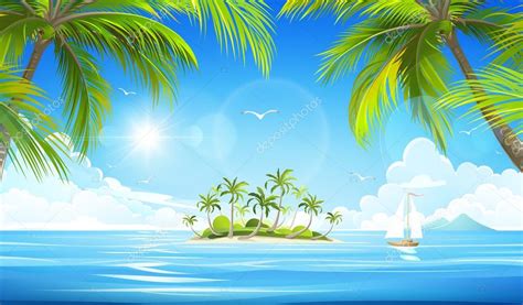 Tropical island. Vector Stock Vector by ©-Baks- 72876155