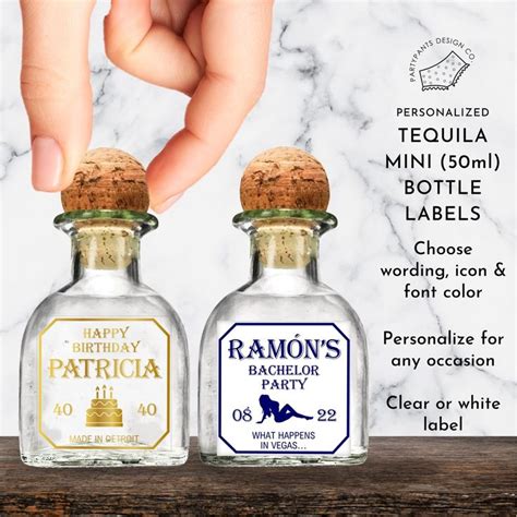 Personalized Tequila Mini 50ml Shot Bottle Labels White or - Etsy in ...