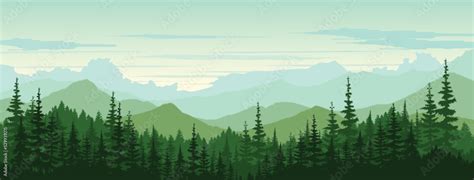 Nature background landscape. Vector background of mountains and forests ...