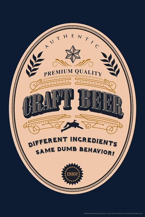 Craft Beer Label Funny Cool Wall Art Print Poster 24x36 - Poster Foundry