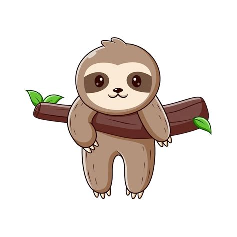 Premium Vector | Sloth cartoon hanging on the tree