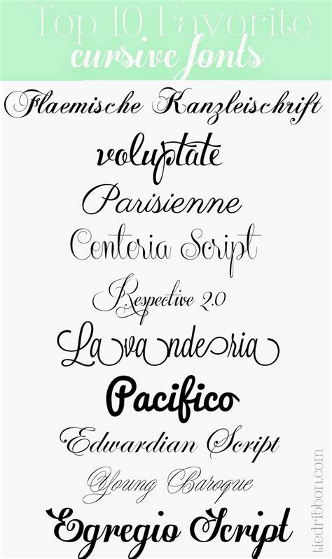 Different Cursive Fonts