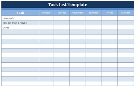 Task List Template | Free Manual Templates