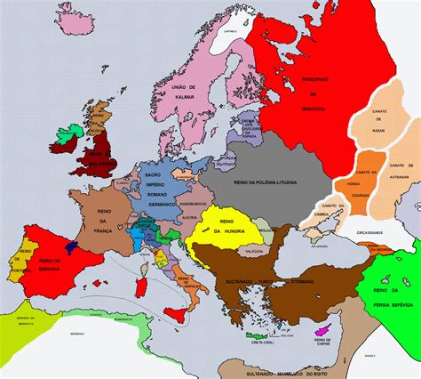 Kaart Europa 1500 - Vogels