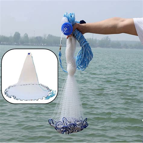 8ft Quick Throw Cast Net Monofilament Fishing Live Bait Net With Sinkers | Alexnld.com