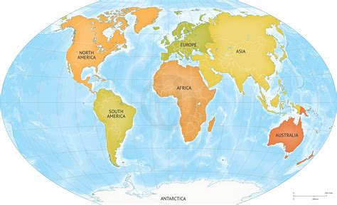 Vector Map of World Bathymetry Continents | One Stop Map | World map ...