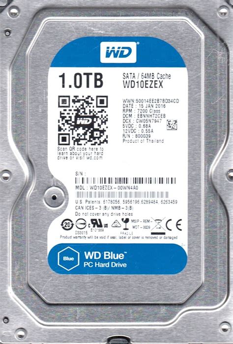 1TB HDD Western Digital WD10EZEX 1 TB Hard Drive 64MB Cache SATA 6Gb/s 3.5" | eBay