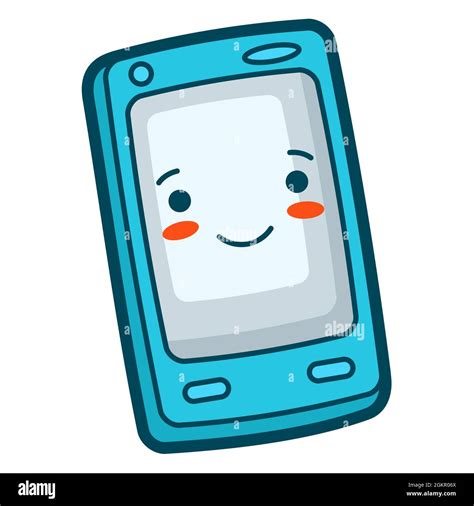 Illustration of mobile phone in cartoon style. Cute funny character ...