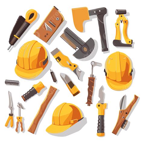 Construction Tools, Sticker Clipart Tools For Building A House Vector Illustration Cartoon ...