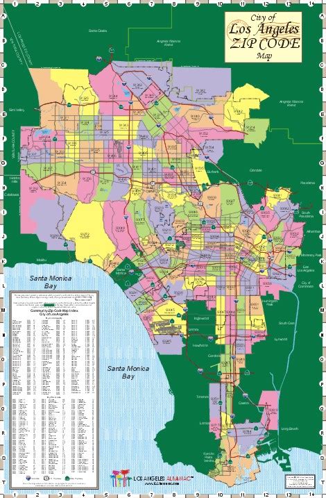 Los Angeles Almanac Map - City of Los Angeles ZIP Code Map - Larger Image