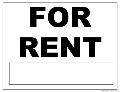 Printable For Rent Sign