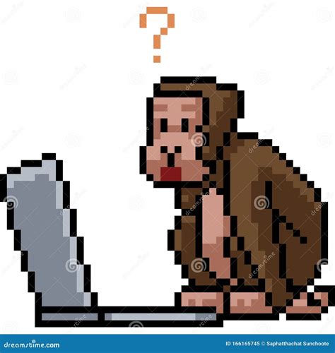 Vector Pixel Art Monkey | CartoonDealer.com #166165745