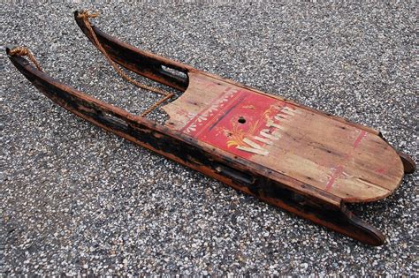 Antique Wooden Sled Primitive Wood Sled with Wrought Iron