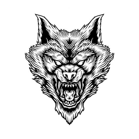 Angry Wolf Head Drawings