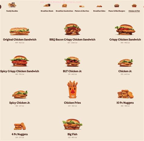 Menu at Burger King fast food, Fort Worth, N Fwy