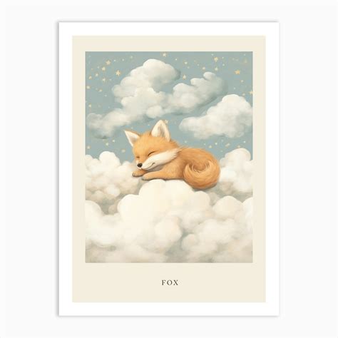 Sleeping Baby Fox 4 Nursery Poster Art Print by Scribble Studio - Fy