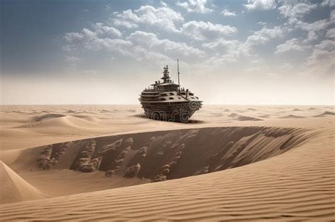 Bizarre Optical Illusion of a Ship Sailing through the Desert with Mirage in the Background ...