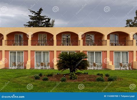 View on Messonghi Beach Hotel Editorial Stock Photo - Image of exterior, modern: 114300708