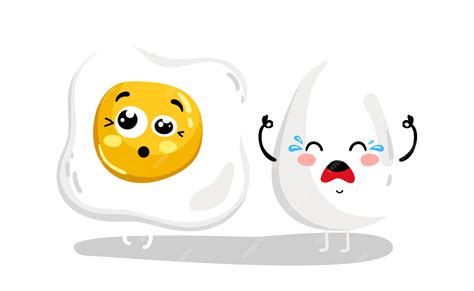 Premium Vector | Funny whole and fried egg cartoon character