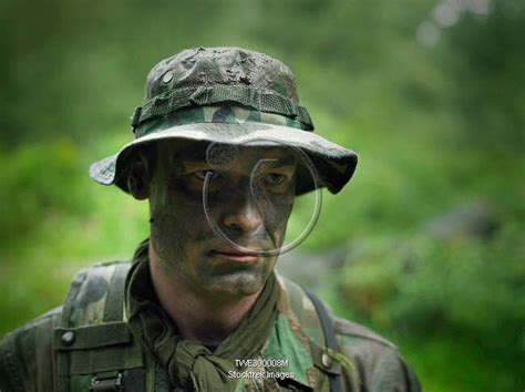 U.S. Special Forces soldier with camouflage face paint. | Stocktrek Images