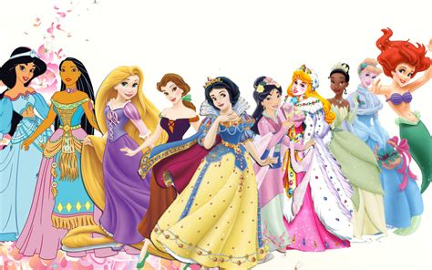 Disney Princess Lineup With very unique dresses of some princesses - Walt Disney Characters ...