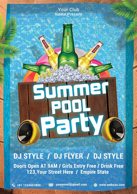 Summer Pool Party Flyer PSD Template | PsdDaddy.com