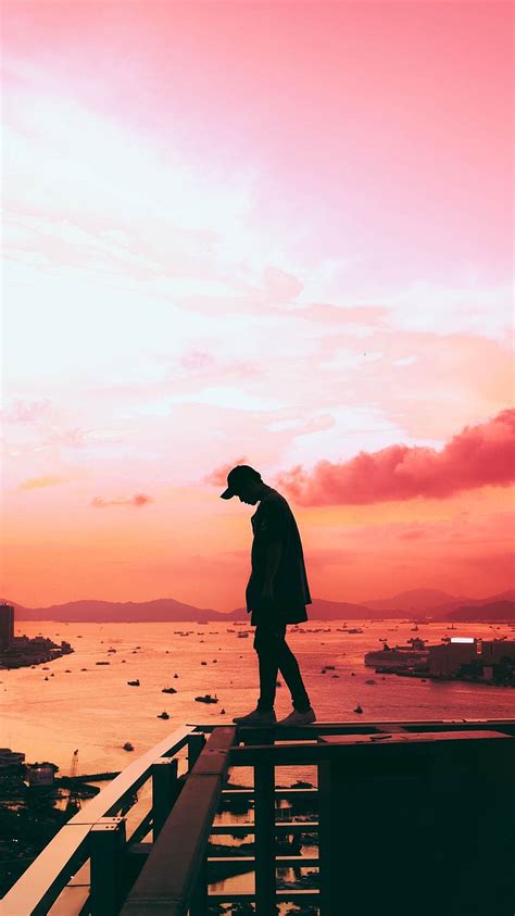 Sad For, Alone Boy With Pink Sky Background, alone boy, HD phone wallpaper | Peakpx