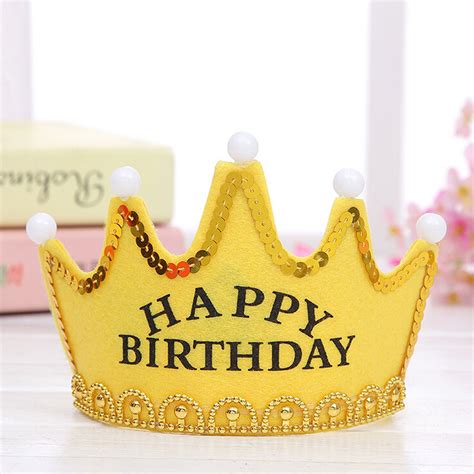 AmShibel Happy Birthday Party Crown Hats Princess Light-Up LED Blinking Flashing Headbands Party ...