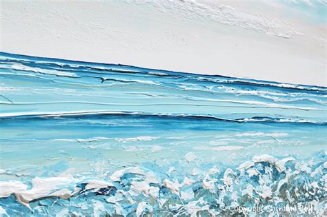 ORIGINAL Abstract Beach Painting Textured Coastal Blue Ocean Art Decor – Contemporary Art by ...