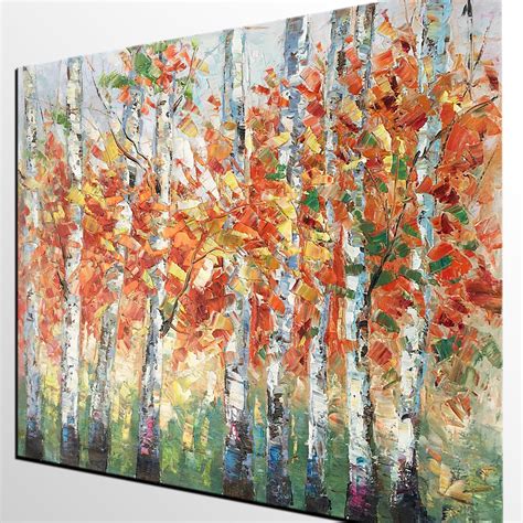 Abstract Landscape Art, Large Art, Canvas Art, Wall Art, Birch Tree Ar