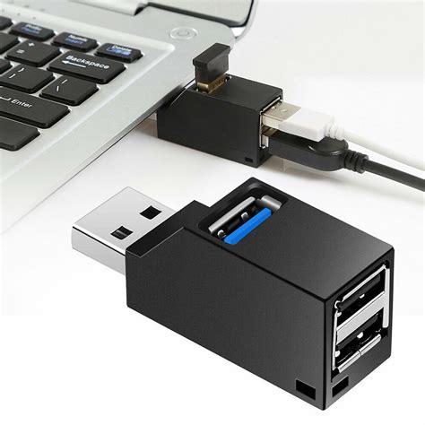 USB 3.0 Hub,3 Port Mini Portable Fast High Speed Bus Powered Data USB Hub Transfer, Splitter Box ...