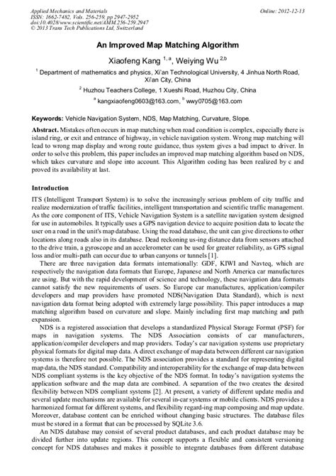 An Improved Map Matching Algorithm | Scientific.Net