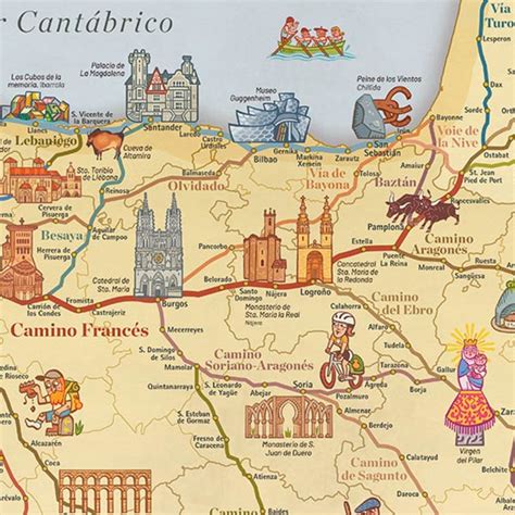 Mapa de todos los Caminos de Santiago (con tubo) - Ideas Peregrinas