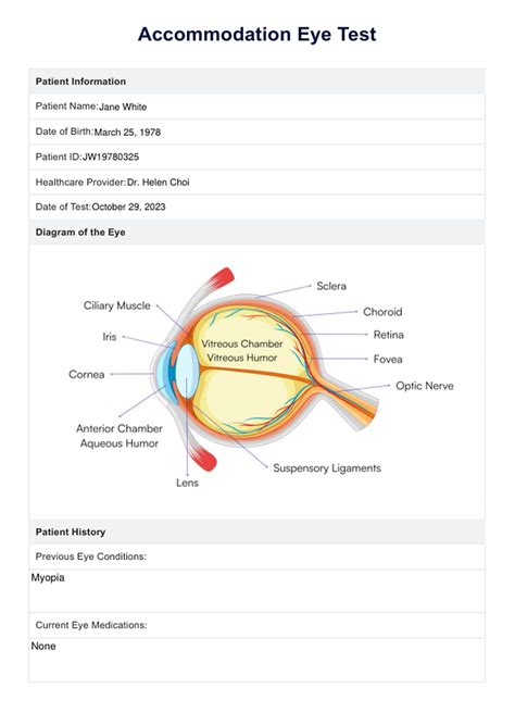 Accommodation Eye Test & Example | Free PDF Download