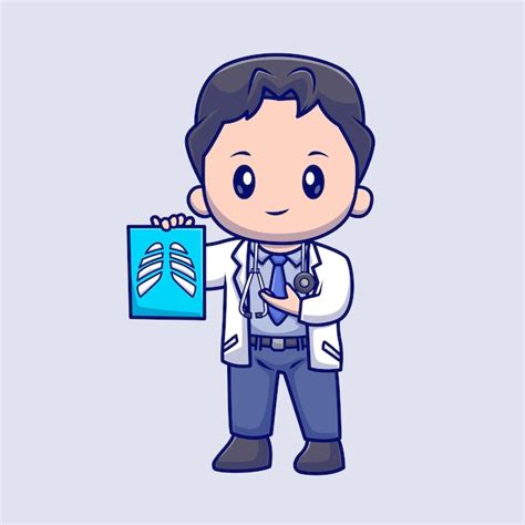 Free Vector | Cute Radiologist Doctor Holding X-ray Rontgen Cartoon ...